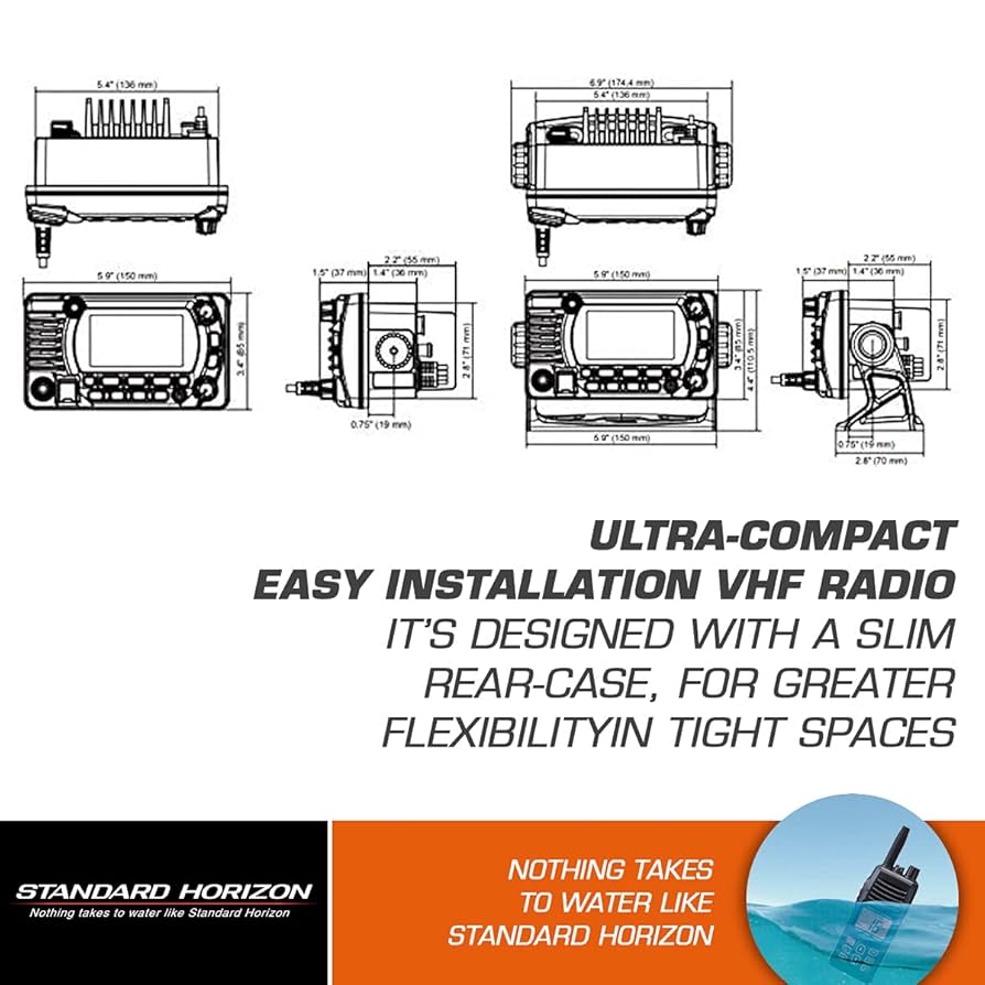 STANDARD HORIZON
トランシーバー6セット、充電器、バッテリー付 Standard Horizon 25W Fixed Mount VHF/GPS